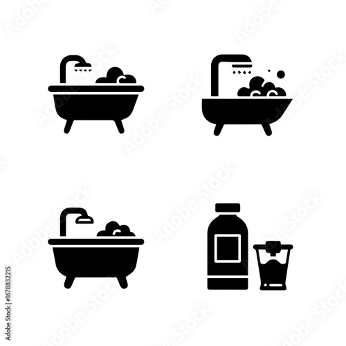 Bathroom & Bathtub Hygiene Icon Set filled icon pack