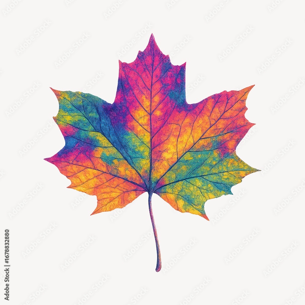 Obraz premium Vibrant multicolored maple leaf