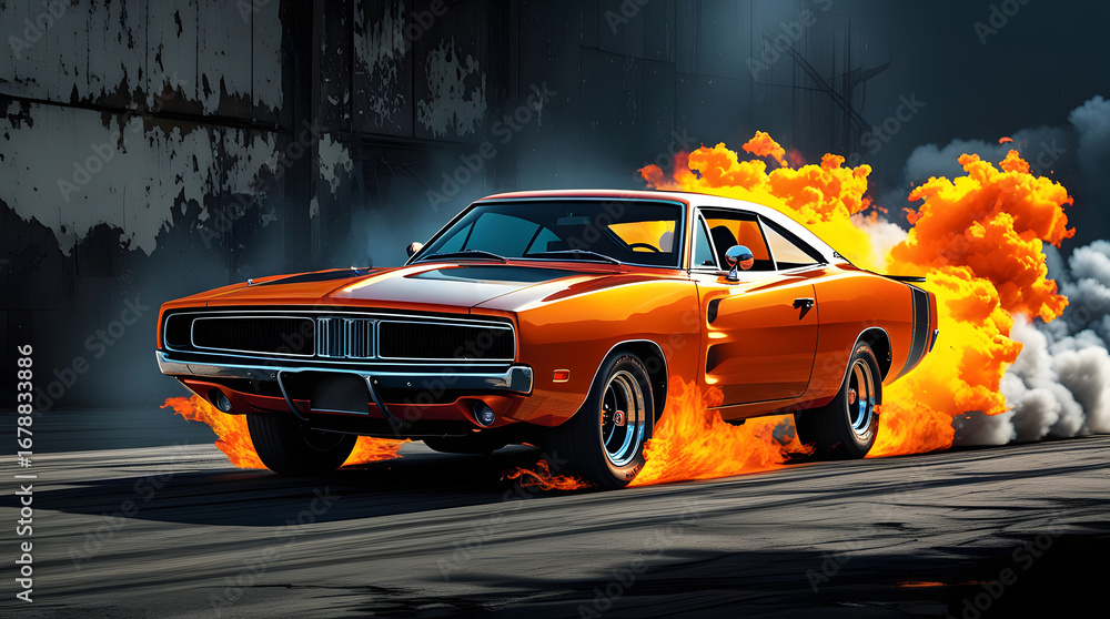Obraz premium The Burning Car Created with Generative AI technology