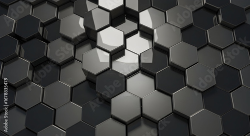 Abstract Hexagon Pattern in Dark Tones 3d Render