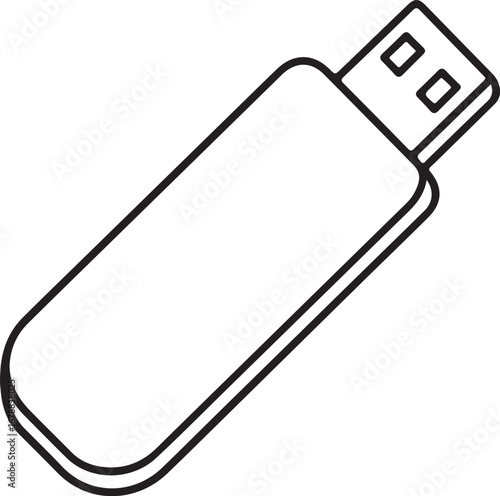 Simple outline drawing of a usb flash drive on a white background