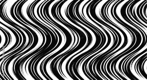 Dynamic black and white undulating lines create a modern, visually captivating pattern