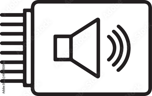 Icon representing sound output from an electronic device with pins