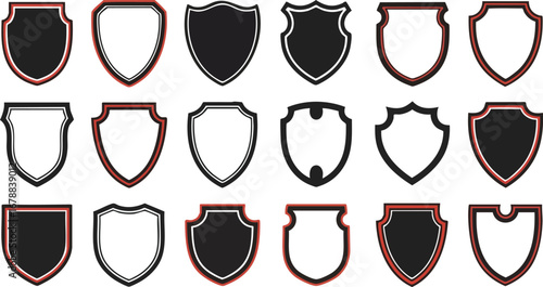 Modern shield emblems showcase classic design variety for branding and protection