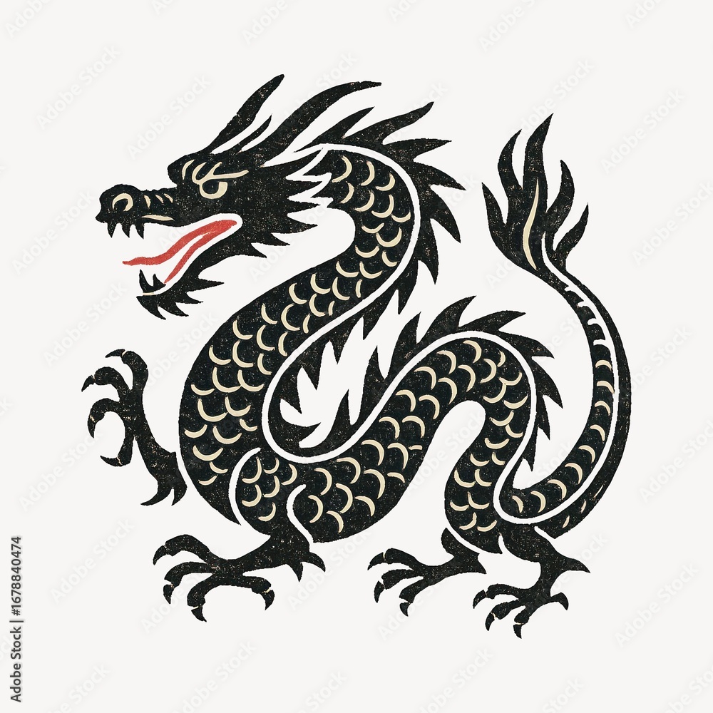 Obraz premium Intricate mythical dragon illustration.