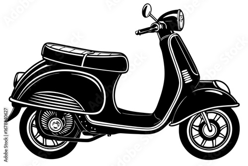 Classic Black Vintage Scooter Illustration