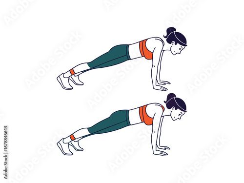 man and Woman doing push up exercise vector  illustration