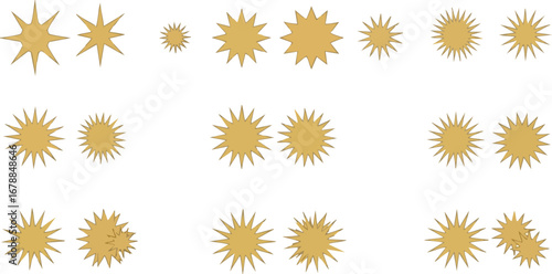 Golden starburst bursts, festive sparkle bursts, celebratory design elements, graphic accents.