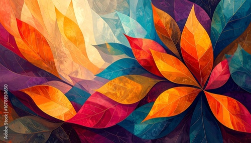 vibrant abstract autumn leaves pattern