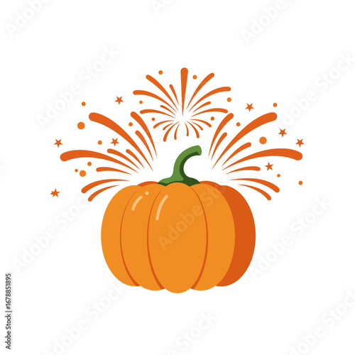 Festive Pumpkin with Fireworks Display.