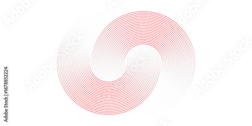 Collection of red concentric circles. Collection of radial sound wave or sonar rings. Pack of radar icon symbols, targets, dashed lines, halftones.eps 10,modern.