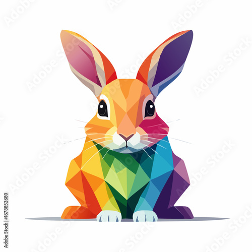 Geometric Rainbow Rabbit Illustration A Colorful, Modern Design