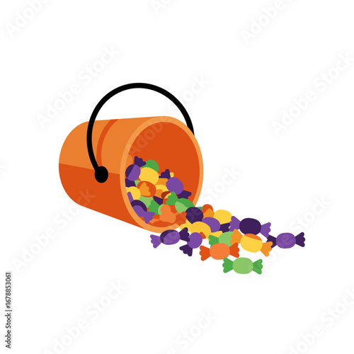 Overflowing Bucket of Halloween Candies.