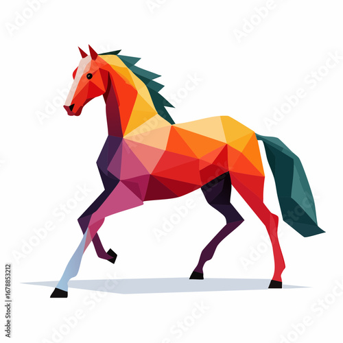 Geometric Horse Illustration A Colorful Low Poly Design for Graphic Art and Prints