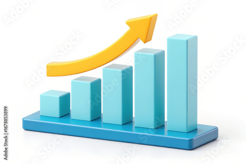 Dynamic 3D Graph Illustration Showing Upward Trend with Blue Bars and a Yellow Arrow on a White Backdrop for Business Growth Free Download Dynamic 3D Graph Illustration Showing Upward Trend with Blue Bars and a Yellow Arrow on a White Backdrop for Business Growth - GFXLoad