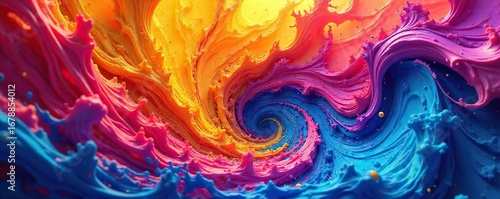 A vibrant, swirling vortex of colorful paint representing the chaotic and transformative nature of revolutionary change in life ,  colorful,  life,  breaking free