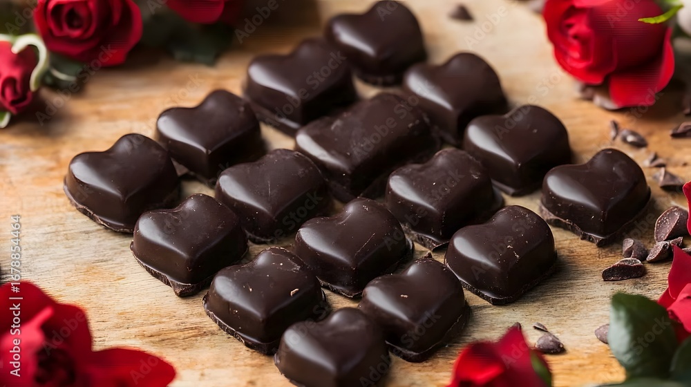 custom made wallpaper toronto digitalRomantic Dark Chocolate Heart Candies with Roses