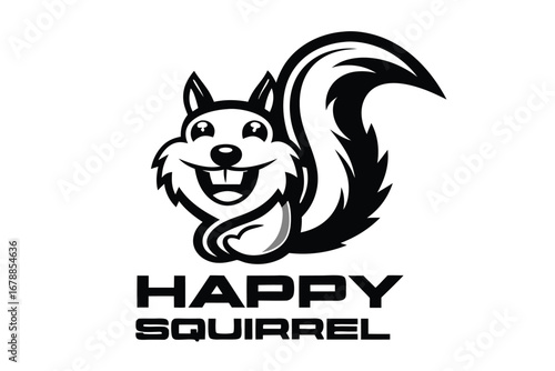Cheerful Squirrel Art with Bushy Tail on White Background for Creative Designs