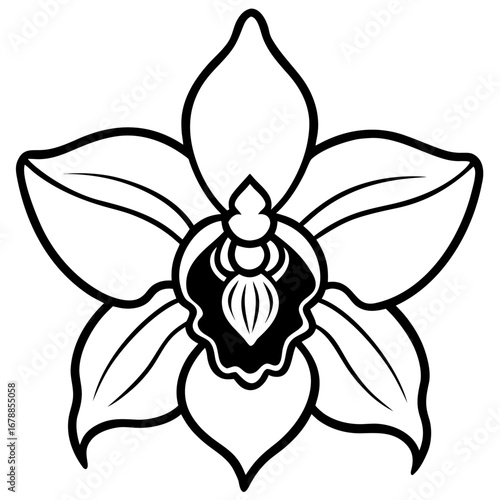 Minimal Orchid Flower Vector