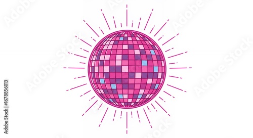 Pink disco ball retro graphic design