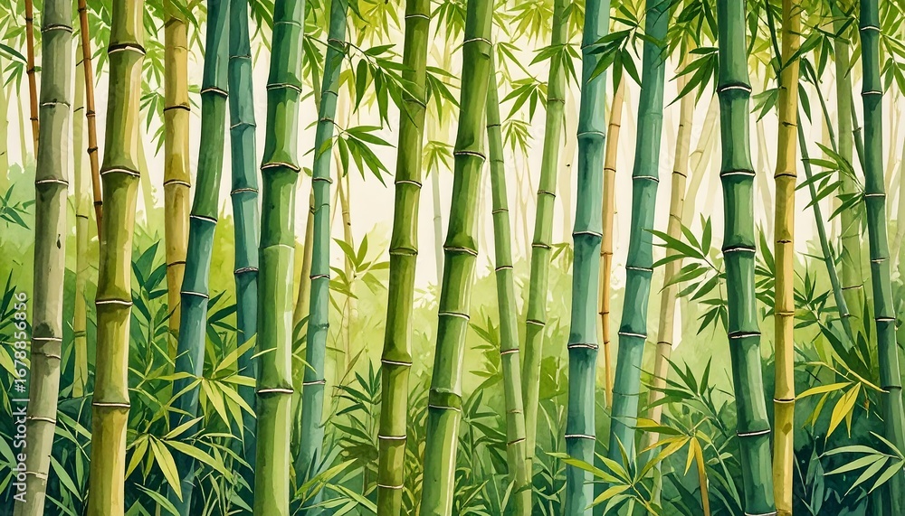 Fototapeta premium Lush bamboo forest scene