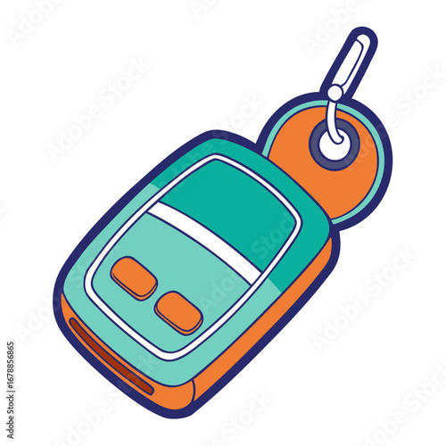 Car-sharing key fob illustration with vibrant colors and design  