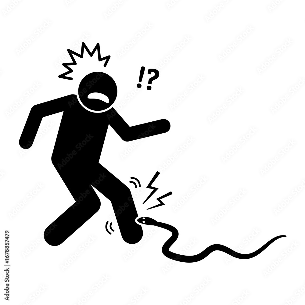 Fototapeta premium Shocked Person Stepping on a SnakePictogram