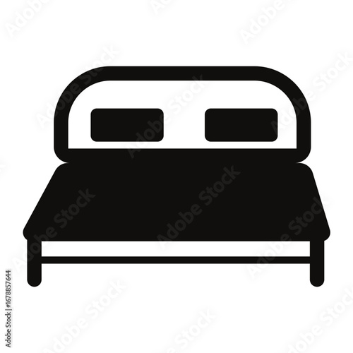 Simple vector illustration of a double bed with two pillows