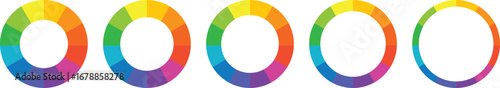 Abstract circular background with colorful circles. Color wheel charts. Color grade wheel for color selection or segment slice sign. Circular gradient spectrum