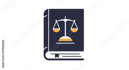 Vector Icon Illustration of Constitution Book with Justice Scales on Cover