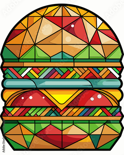hamburger, Stained Glass Style, white background