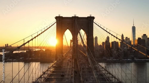 Sunset over brooklyn bridge new york city landscape photography urban setting aerial view nature's beauty