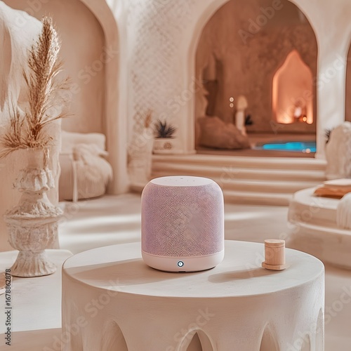 Wallpaper Mural Elegant Pink Smart Speaker in Modern Spa Setting Torontodigital.ca