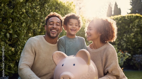 Children learning finance, child practicing financial literacy at home, toddler saving money, budgeting and planning for goals, AI generated