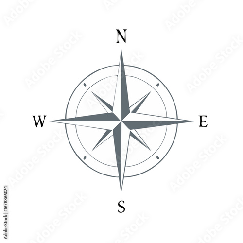 Compass Rose With Cardinal Directions And Intercardinal Points