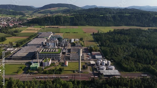 Wallpaper Mural Chemical factory in Kaisten, Switzerland. Production of plastics. Aerial drone video. Torontodigital.ca