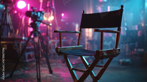 Film Director Chair in Cinematic Studio
