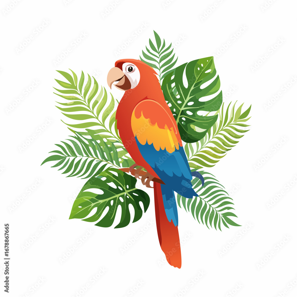 Fototapeta premium Bunter Papagei im tropischen Stil