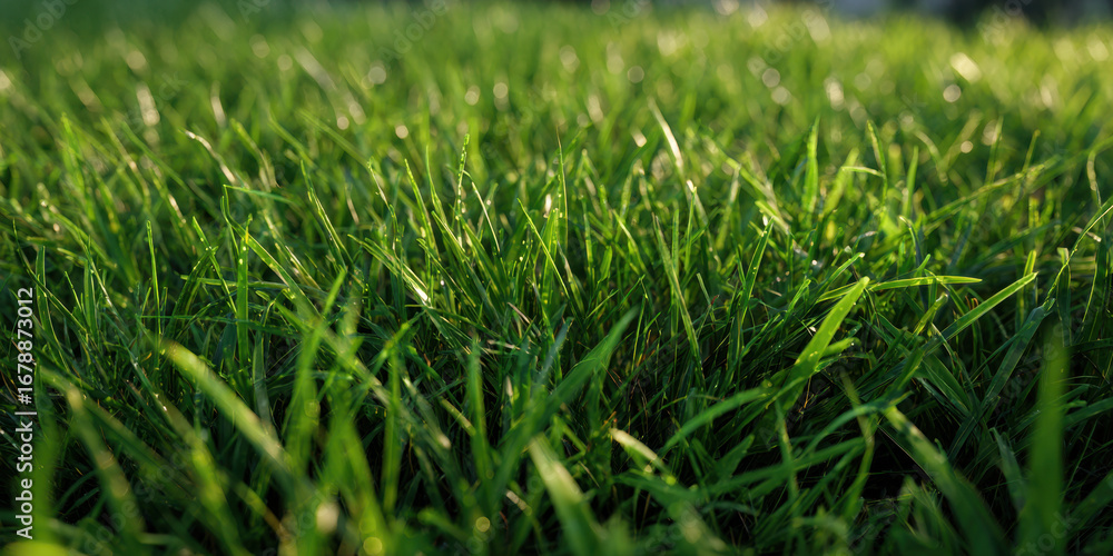 Obraz premium Fresh Green Grass Texture Nature Background Photo