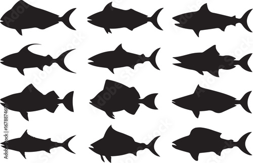 elegant fish silhouette collection vector ai eps png jpeg ideal for marine ocean life fish shape design projects