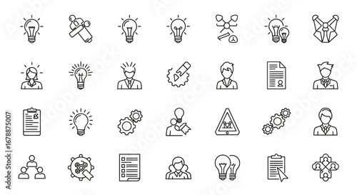 Vector Icons Set of Business Innovation and Creative Idea Line Icon Set. EPS Editable