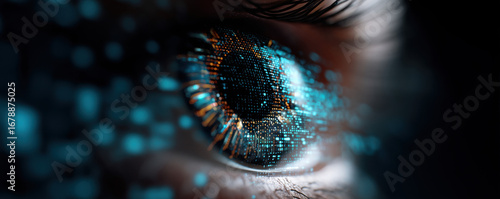 Digital transformation and automation synergy in ecosystem development futuristic eye view technology concept