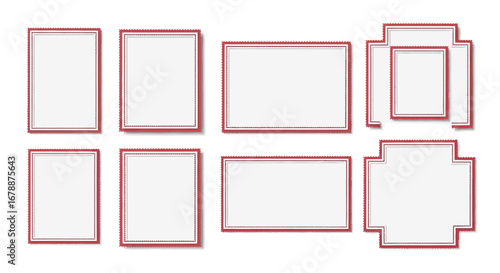 Vector Icons Set of Collection of red outlined geometric frames and borders for design. EPS Editable