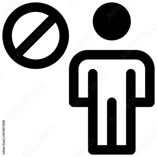 Discrimination. Outlined stroke vector icon with black-filled details.