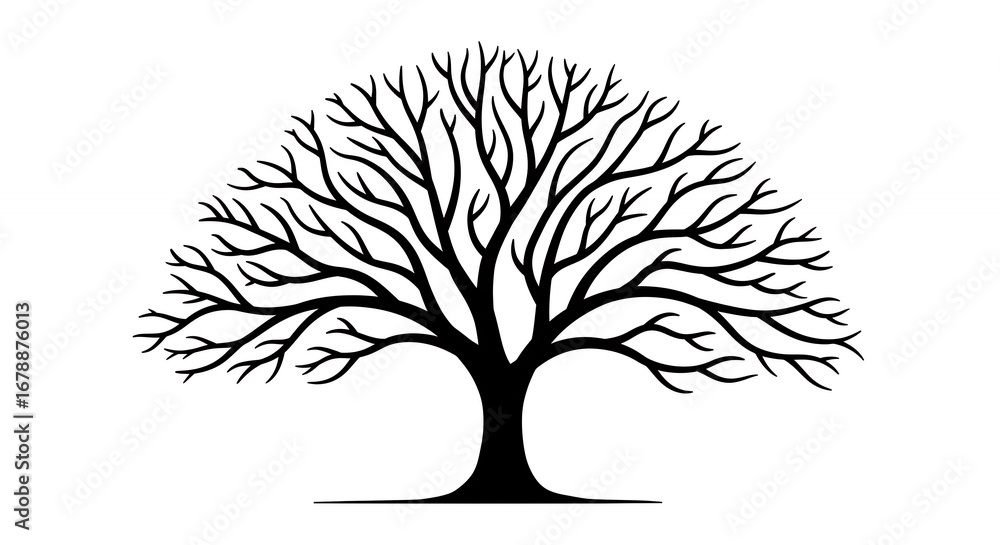Naklejka premium Simple black bare tree silhouette graphic design