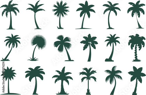 stylized palm tree silhouettes grid tropical vector botanical shapes ai eps jpeg png clipart set editable design