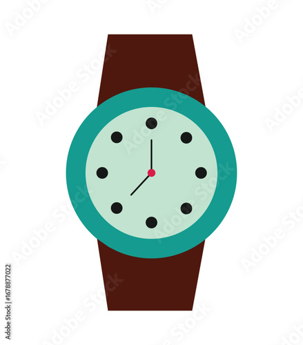 Simple analog watch in modern flat design,Time and fashion accessory symbol