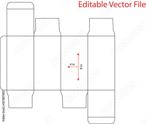 Editable Dieline Template, Dieline Design, Cardboard Box Dieline, Die Line For Printing, Editable vector