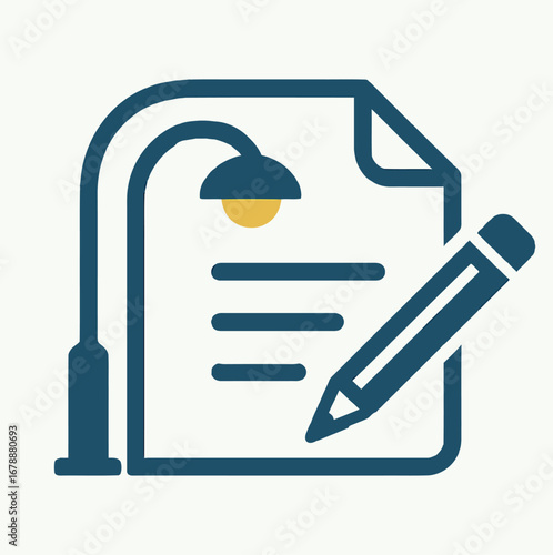 Writing a Document with a Lamp and Pencil