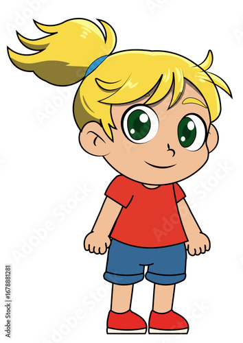 Cute Cartoon Girl Character with Blonde Hair